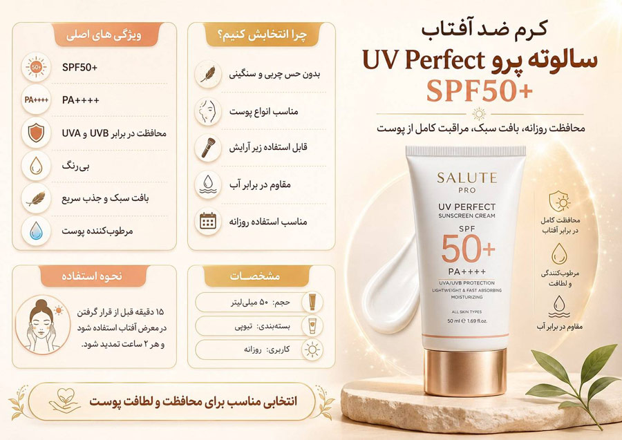 ویژگی های ضد آفتاب سالوته پرو SPF50+