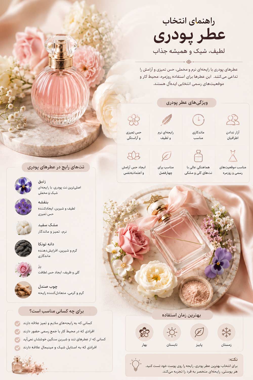 عطرهای پودری زنانه و رایحه های محبوب آن ها