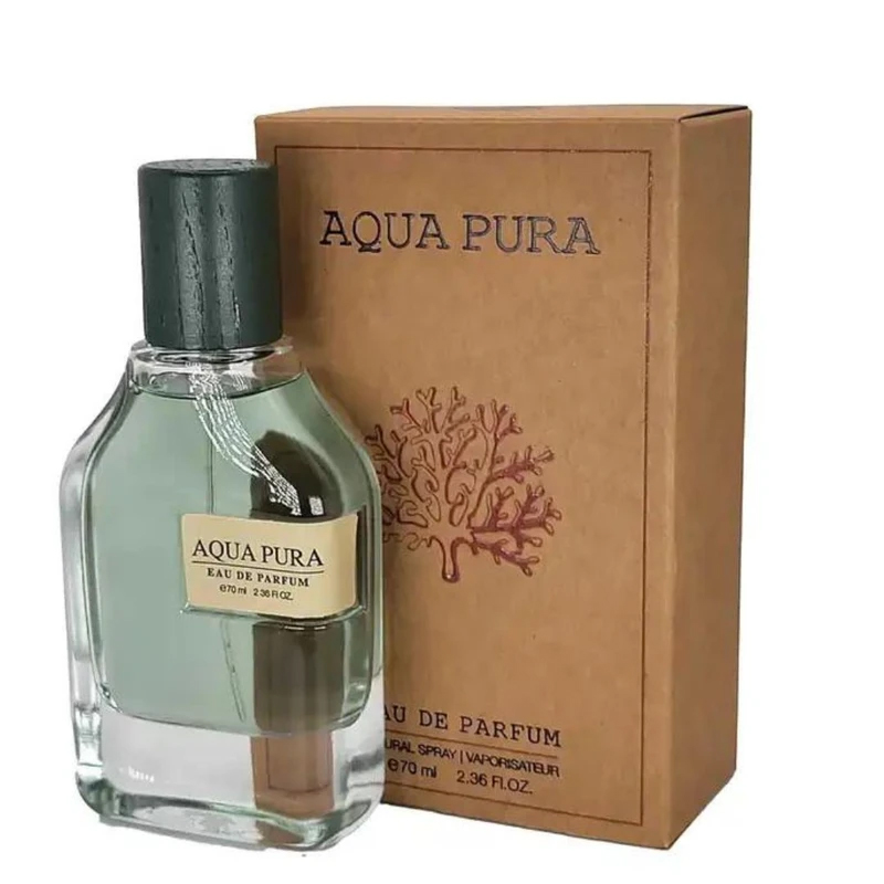 ادوپرفیوم آکوا پورا (Aqua Pura) از برند Fragrance World حجم 70 میلی‌لیتر؛ رایحه‌ای دریایی، شفاف و مدرن