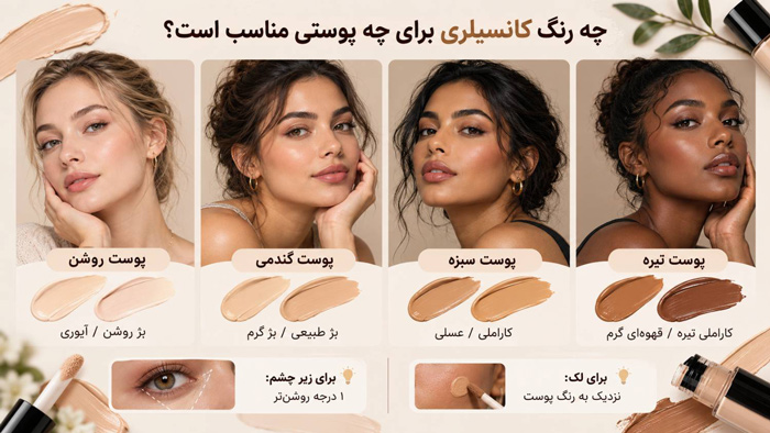 چه رنگ کانسیلری برای چه پوستی مناسب است؟